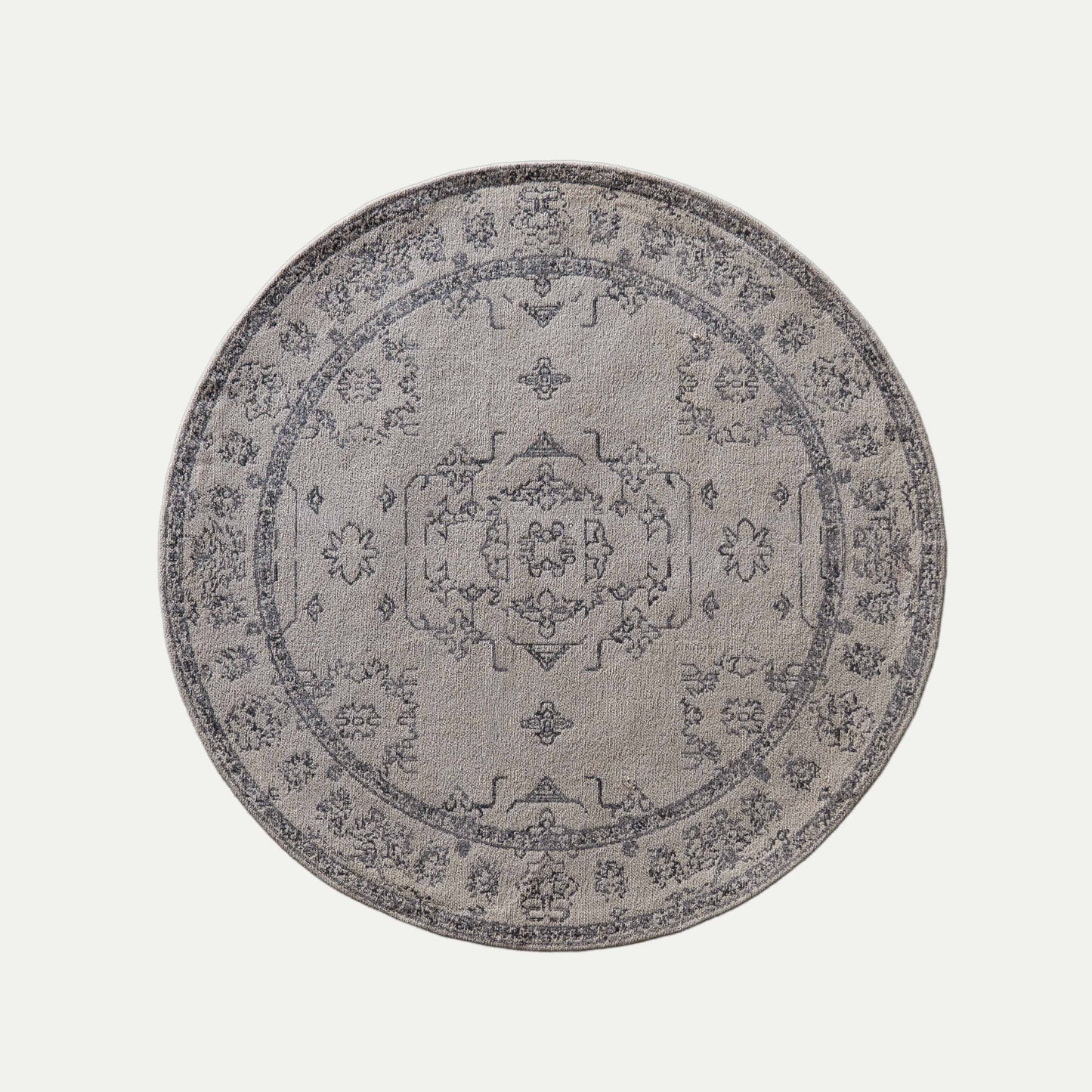 Poet Ivory Cotton Woven Round Rug