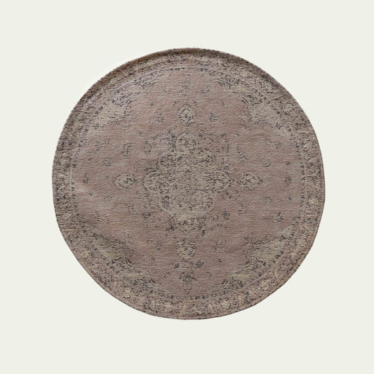 Queensway Peach Cotton Woven Round Rug