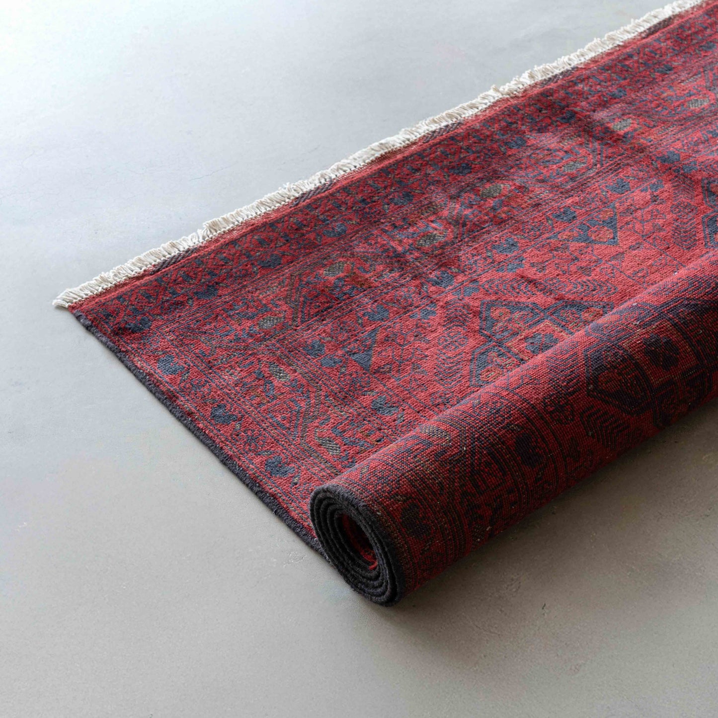 Venice Handcrafted Red Vintage Style Wool Afghan Rug