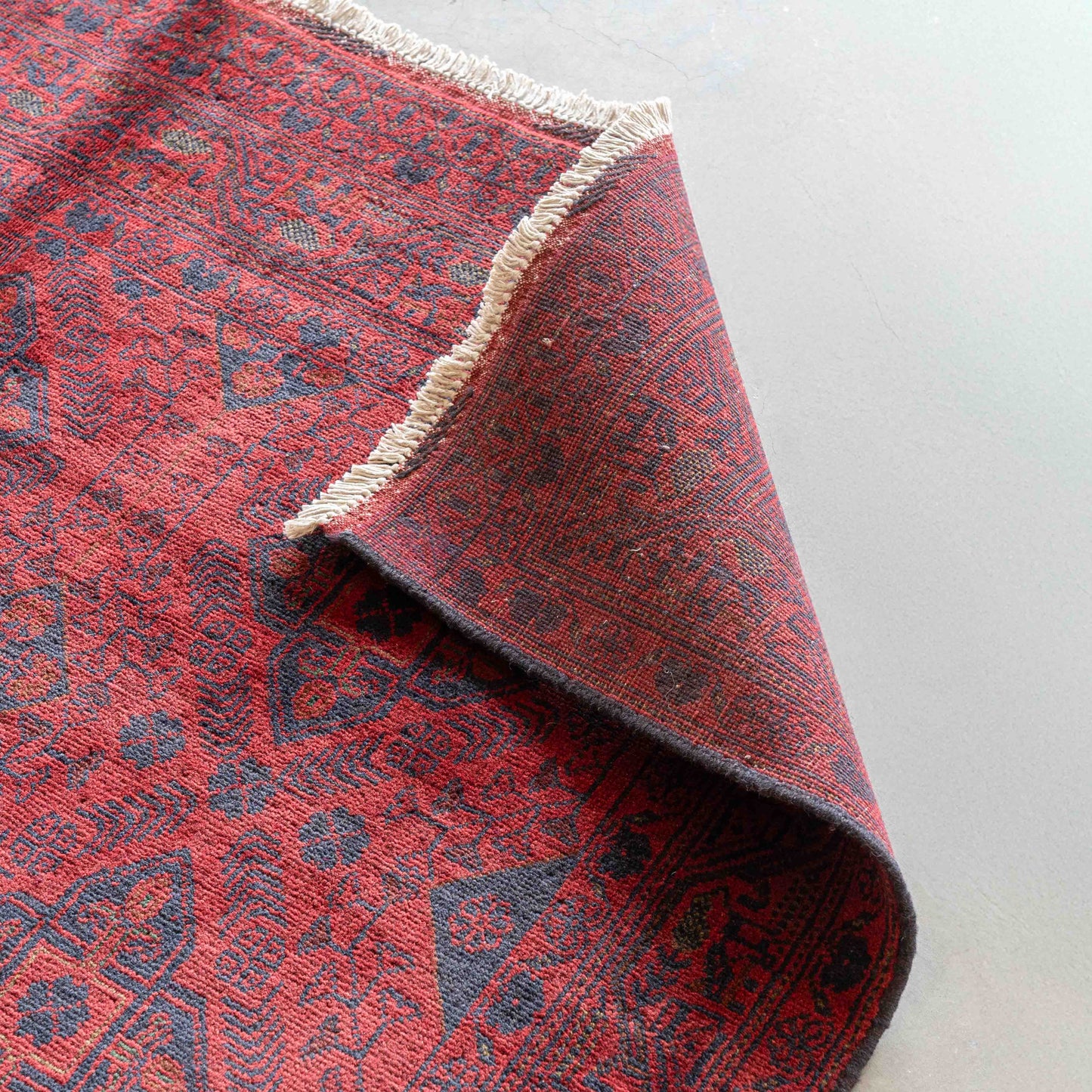 Venice Handcrafted Red Vintage Style Wool Afghan Rug